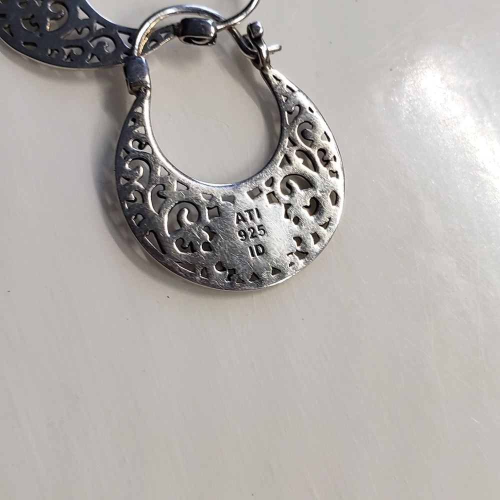 NWOT Sterling Silver Floral Hoop Earrings - Picture 4 of 4